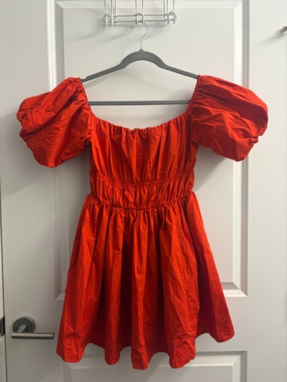 Abercrombie & Fitch Off-the-Shoulder Puff Sleeve Mini Dress